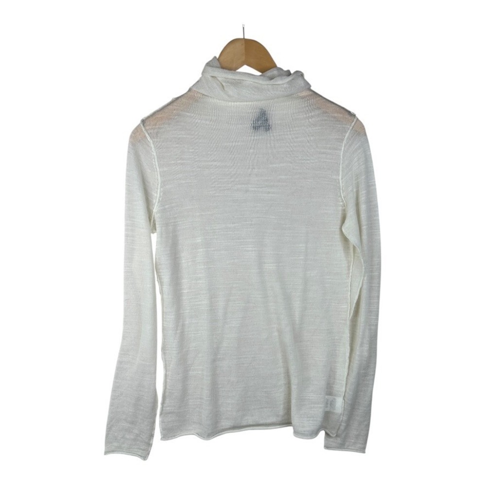 Bebe Mock Neck Long Sleeve White Blouse size Large